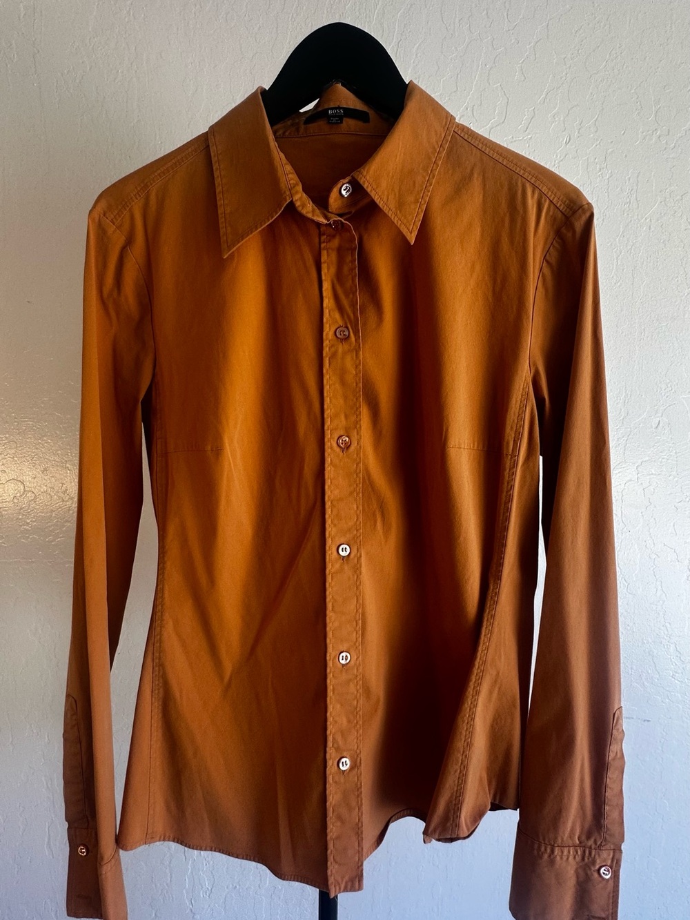 Hugo Boss Women's Rust Orange Button-Down Shirt